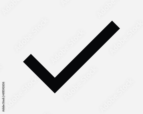 Tick Icon. OK Vote Yes Approve Choice Verify Verified Positive Correct Right Select Accept Black White Graphic Clipart Artwork Symbol Sign Vector EPS