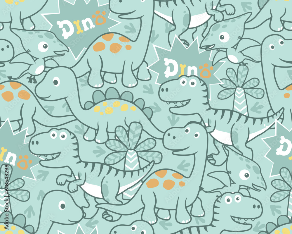 Seamless pattern vector of dinosaurs cartoon Seamless pattern vector of dinosaurs cartoon