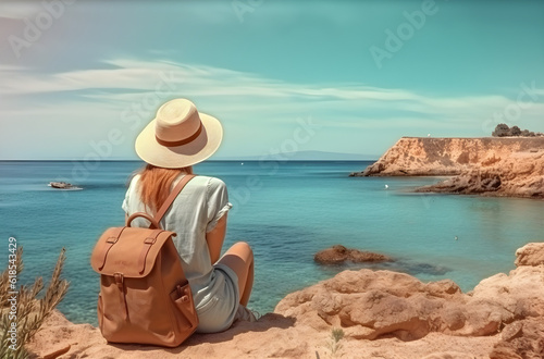 beach, meer, boot, sand, wasser, sommer, himmel, ozean, siam, anreisen, insel, frau, natur, tropisch, urlaub, urlaub, landschaft, sonne, asien, paradies, resort, küste, Generative AI Illustration