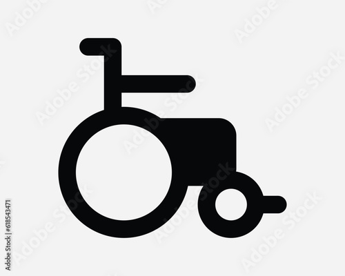 Wheelchair Icon Disabled Disable Disability Wheel Chair Medical Handicap Aid Hospital Care Black White Graphic Clipart Artwork Symbol Sign Vector EPS
