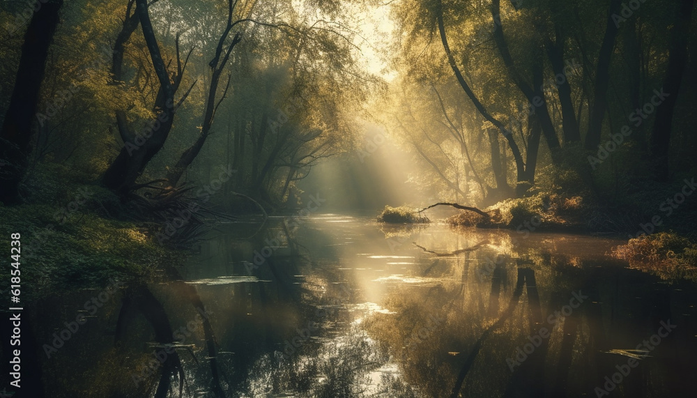 Spooky forest, mystery in the autumn night generated by AI Spooky forest, mystery in the autumn night generated by AI