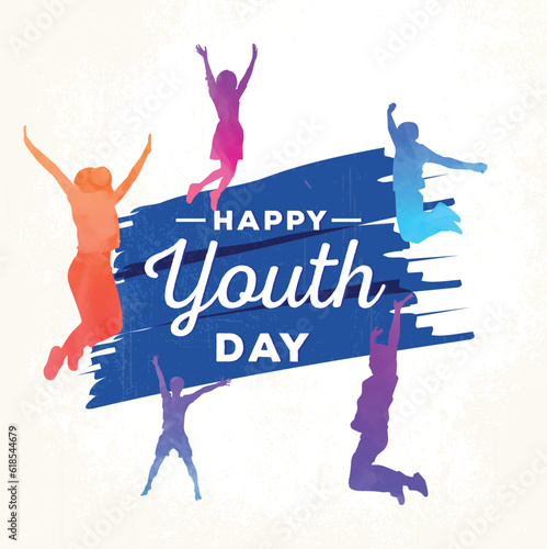 Free vector happy youth day background with colorful silhouettes