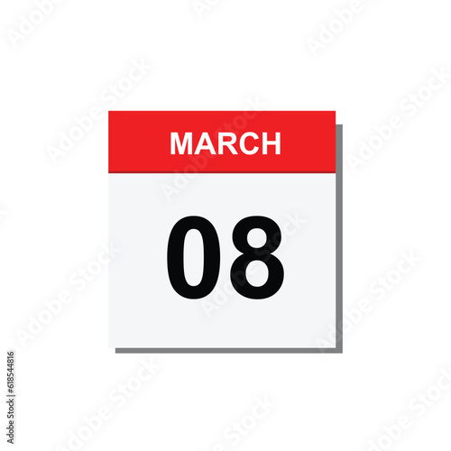 calender icon, 08 march icon with yellow background