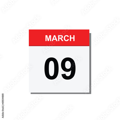 calender icon, 09  march icon with yellow background