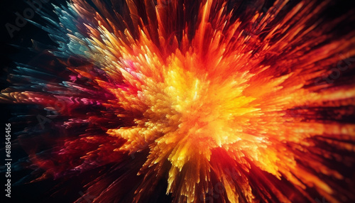 Glowing abstract backdrop exploding with vibrant colors generated by AI