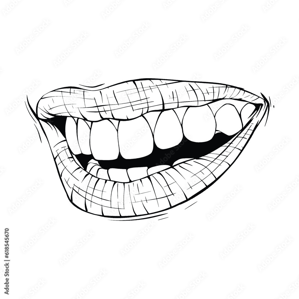 mouth, lips sketch vector illustration line art mouth, lips sketch vector illustration line art