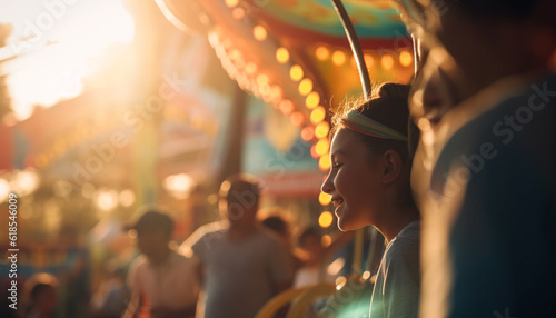 Young adults enjoy carefree carnival festivities together generated by AI © Jeronimo Ramos