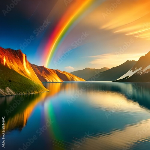 Rainbow and lake