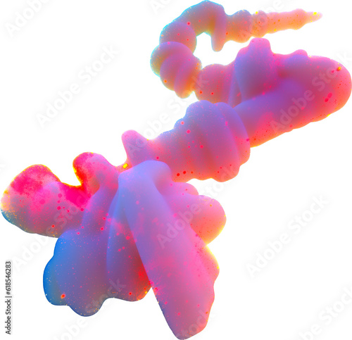 Colorful Pastel Cloud Abstract 3d Soft Gel Blobular Trail Formation on Transparent Background
