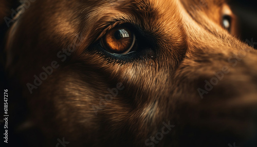 Cute puppy close up portrait, focus on nose generated by AI