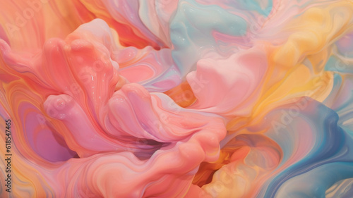 Multi-colored liquids based on pastel colors flowing randomly. Produces the latest color mix. Wallpaper and banner design.