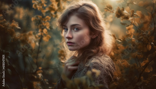 Young woman in nature, beauty and elegance generated by AI
