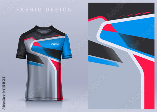Fabric textile design for Sport t-shirt, Soccer jersey mockup for football club. uniform front view.
