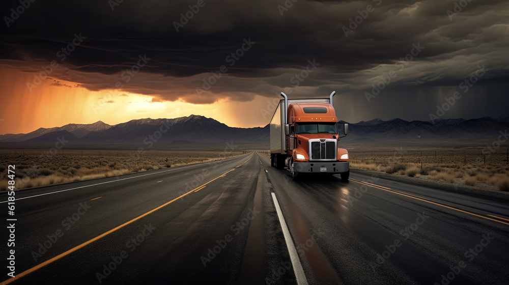 Semi Truck Hauling Freight