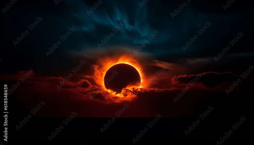 Majestic sphere glows in dramatic sky mystery generated by AI Majestic sphere glows in dramatic sky mystery generated by AI