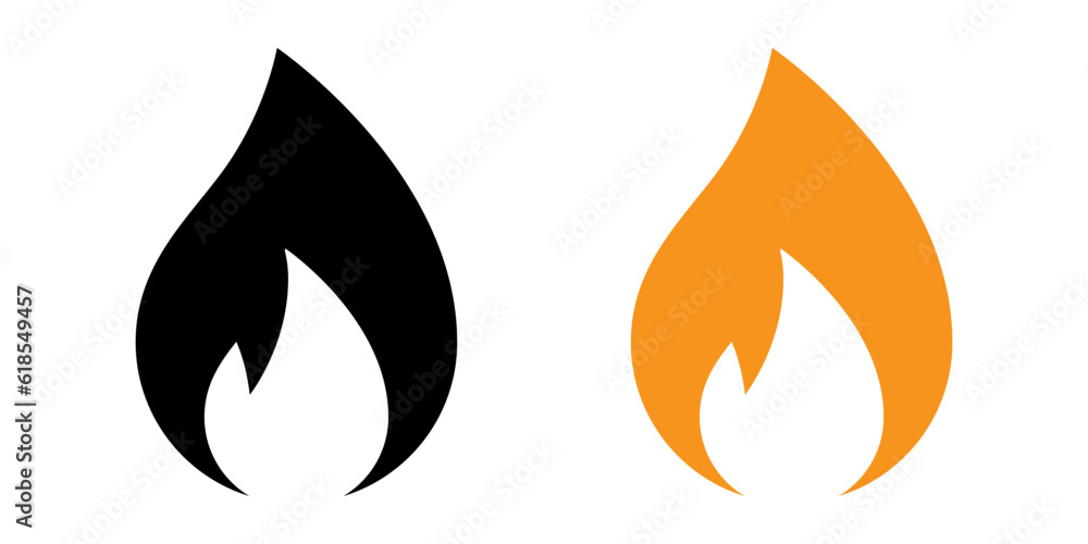 Fire icons black and orange colours Fire icons black and orange colours