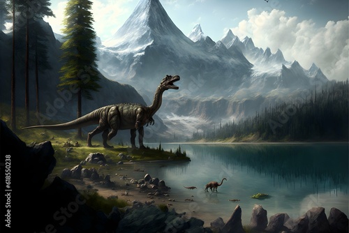 landscape dinosaurs wallpaper illustration  © Lois