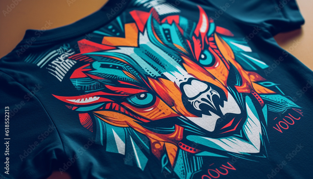 Fototapeta premium Multi colored dragon tattoo symbolizes evil and danger generated by AI