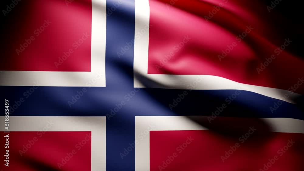 Waving National Flag of Norway Slow motion photorealistic animation. Close up shot. Waving National Flag of Norway Slow motion photorealistic animation. Close up shot.