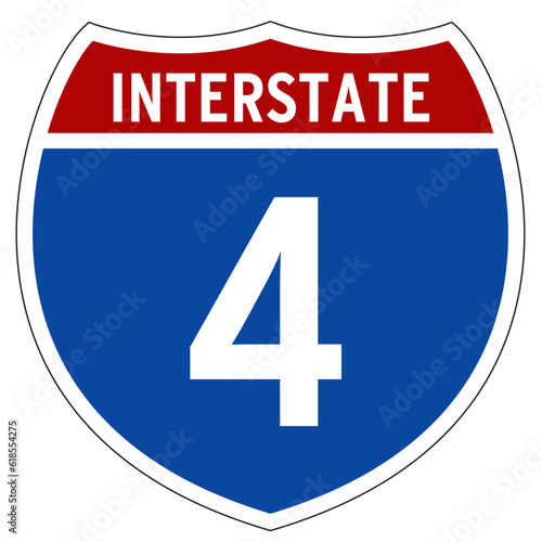 Interstate 4 Sign, I-4, Isolated Road Sign vector, Florida Interstate Highway Sign