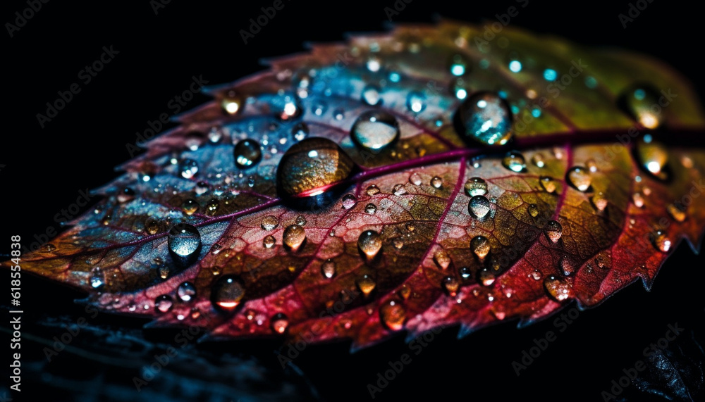 Fototapeta premium Freshness and beauty in nature wet drops generated by AI