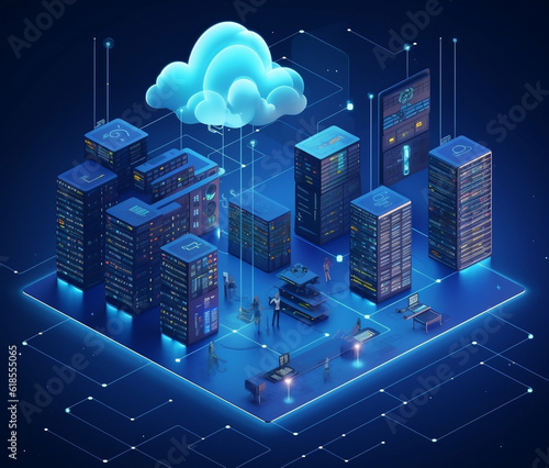 Photo Cloud Services Isometric Illustration