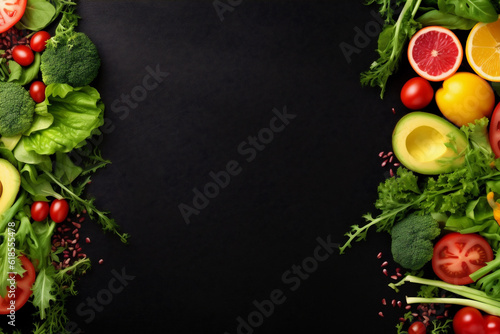 background tomato dark green healthy vegetable food salad vegetarian fresh diet. Generative AI.