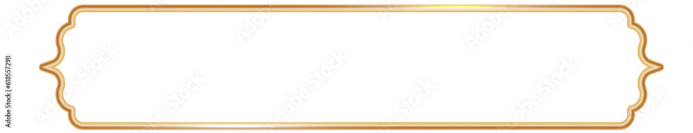 Obraz premium Ramadan window frame shape. Islamic golden ribbon for text. Muslim mosque panel element with ornament. Turkish tag