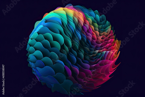 Abstract 3d rendering of polygonal sphere. Geometric shape.AI generated