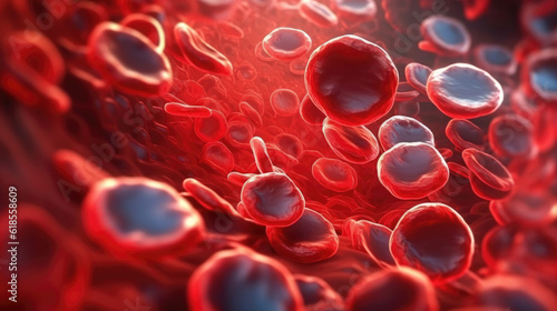 An illustration of red blood cells in the body