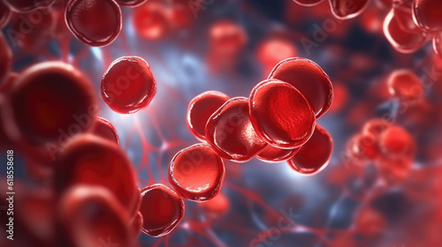 An illustration of red blood cells in the body
