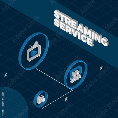 Colored streaming services concept template Vector