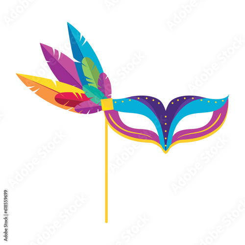 Isolated colored carnival mask with feathers icon Vector