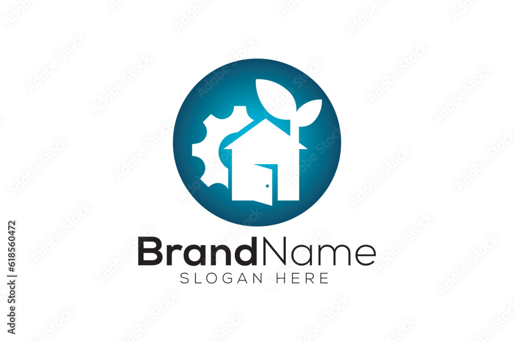 Property demolition and maintenance logo design vector template