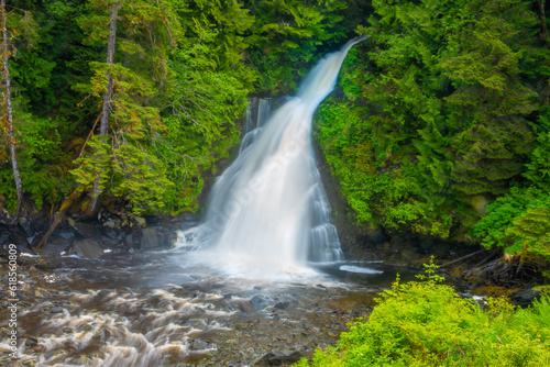 Waterfall in the rainforests of the Ketchikan Gateway Borough of Alaska, the state's southeasternmost major settlement