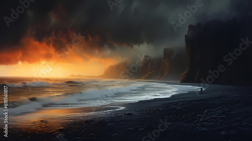 Illustration of a beautiful view of Iceland