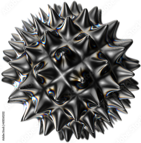 3d Spikey Abstract  Ferrofluid Shapes on Transparent Background