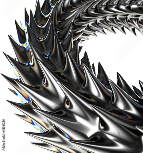 3d Spikey Abstract  Ferrofluid Shapes on Transparent Background photo