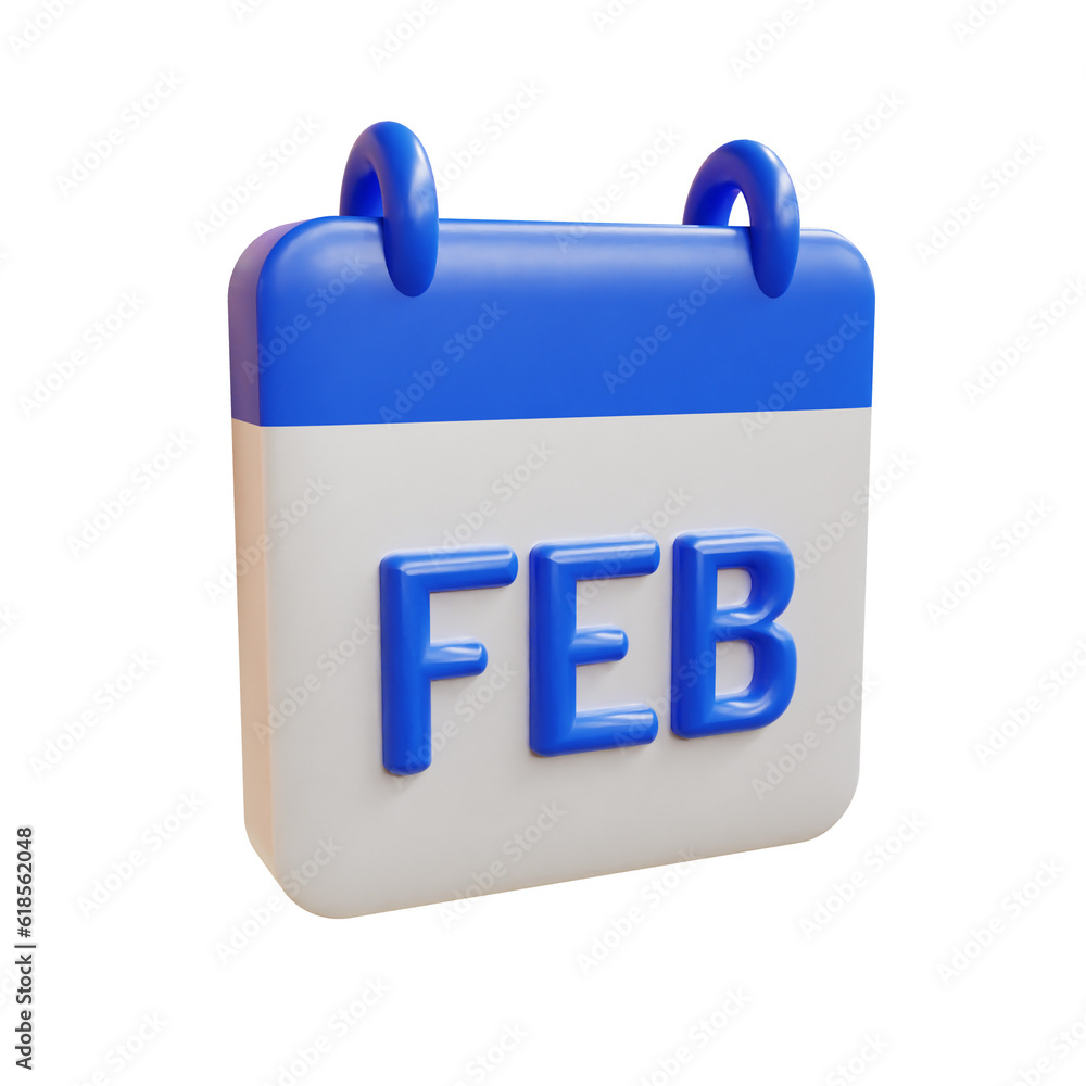 Calendar february 3d icon Calendar february 3d icon
