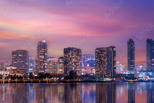 View of cityscape at Night , San Diego, California, USA