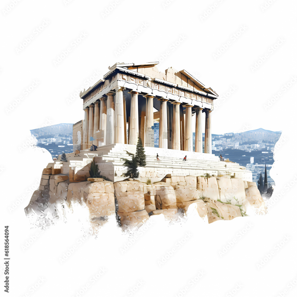 Naklejka premium Illustration of beautiful view of Athens, Greece
