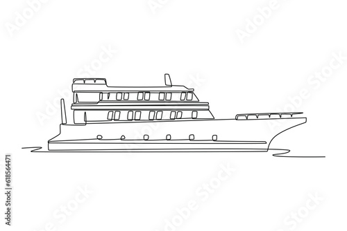 Continuous one line drawing Ocean travel transportation concept. Single line draw design vector graphic illustration.