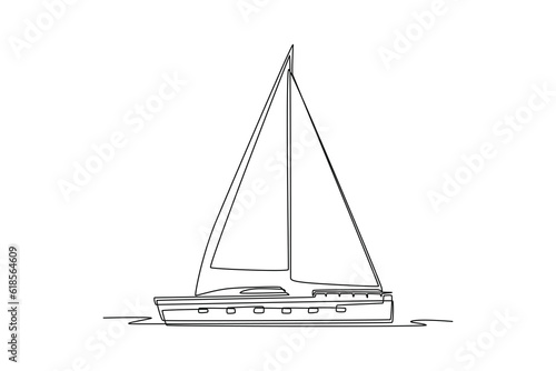 Continuous one line drawing Ocean travel transportation concept. Single line draw design vector graphic illustration.