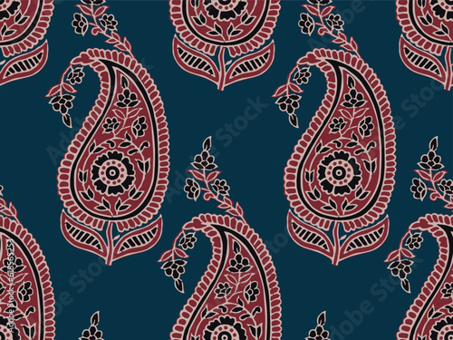 PAISLEY FLORAL SEAMLESS PATTERN ALL OVER PRINT VECTOR ILLUSTRATION