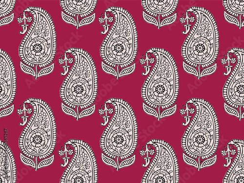 PAISLEY FLORAL SEAMLESS PATTERN ALL OVER PRINT VECTOR ILLUSTRATION