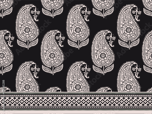 PAISLEY FLORAL SEAMLESS PATTERN ALL OVER PRINT VECTOR ILLUSTRATION