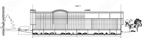 Sketsa vektor ilustrasi desain arsitektur gedung mall pusat world center dan apartemen hotel photo