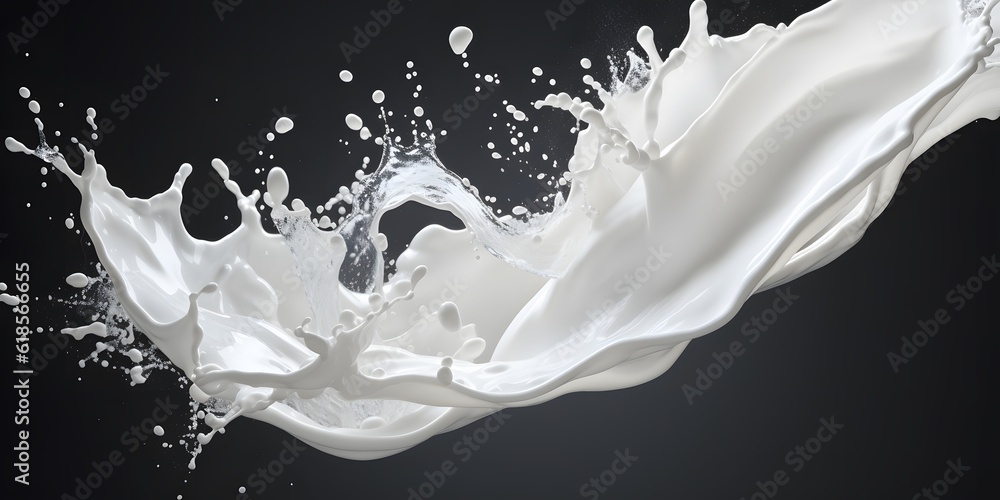 White milk splash isolated on background, liquid or Yogurt splash, Include clipping path. 3d illustration White milk splash isolated on background, liquid or Yogurt splash, Include clipping path. 3d illustration