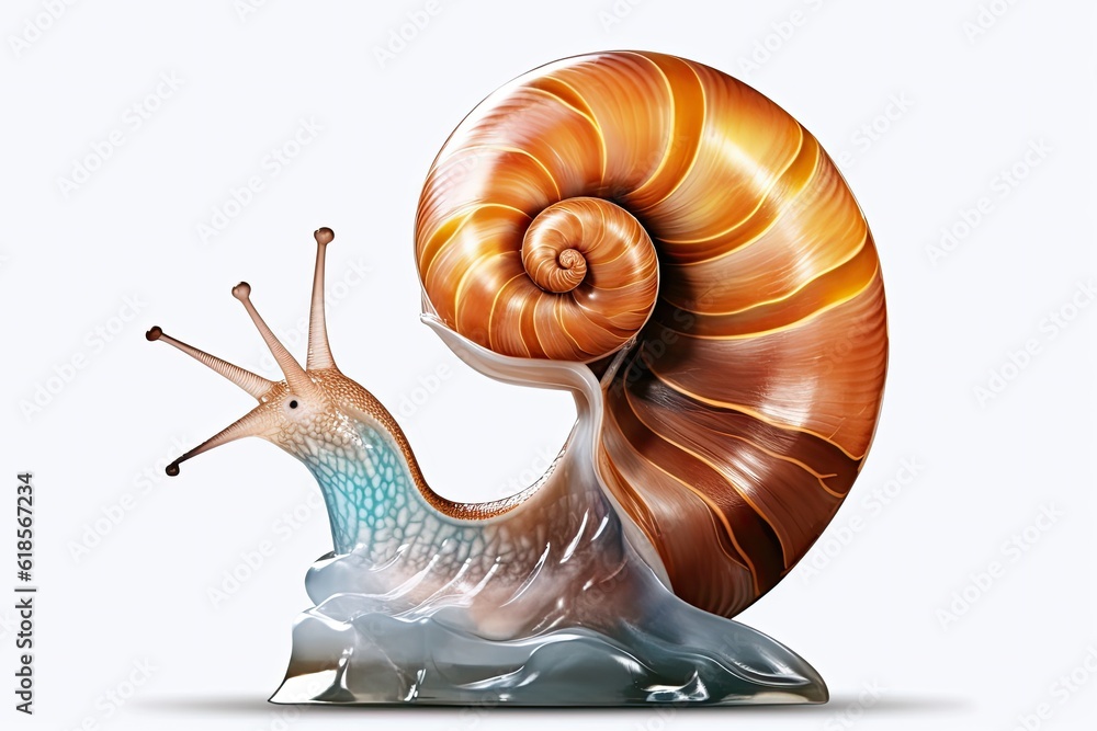 snail nautilus ammonite gastropod winkle isolated on white background with 8k high resolution - obrazy, fototapety, plakaty 