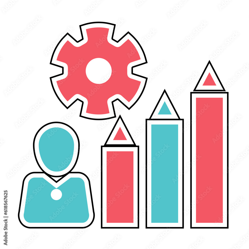 Sticker Management up skill design vector icon design vector line icon svg